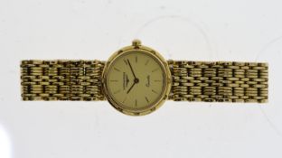 LADIES LONGINES QUARTZ REF 22174500, approx 22mm champagne dial with baton hour markers, gold plated