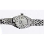 ROLEX OYSTER PERPETUAL DATE REFERENCE 6515, silver dial, polished bezel, inner case back signed