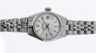 ROLEX OYSTER PERPETUAL DATE REFERENCE 6515, silver dial, polished bezel, inner case back signed