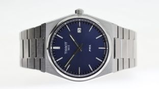 TISSOT PRX REF T137410A, approx 38mm indigo dial with baton hour markers, date aperture at 3 o'