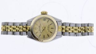 LADIES TUDOR PRICESS OYSTERDATE, champagne dial, fluted bezel, 22mm steel and gold case, bi colour