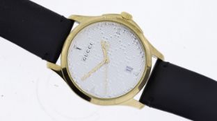 GUCCI REF 126.4, approx 38mm dial with unusual tile-effect design, date aperture at 6 o'clock,