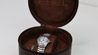 EBEL CLASSIC WAVE REF 9157F11 W/BOX, approx 23mm pearl dial with Roman Numeral hour markers,