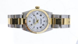 ROLEX OYSTER PERPETUAL DATE REFERENCE 68723, white after market dial diamond set, fluted beel,