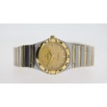 LADIES OMEGA CONSTELLATION QUARTZ WATCH CIRCA 1998, circular champagne dial with baton hour markers,