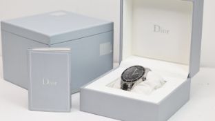 DIOR CHRISTAL AUTOMATIC REF CD115510 W/BOX, approx 42mm black dial, Arabic hour markers, date
