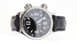 JAEGER-LE COULTRE MASTER COMPRESSOR AUTOMATIC REFERENCE 149.8.60, black dial, luminous hour markers,