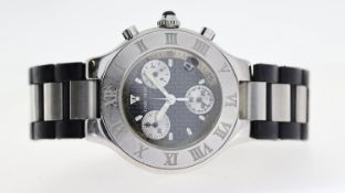 CARTIER CHRONOGRAPH 21 REFERENCE 2424, black dial, triple register chrnograph, luminous hourmarkers,