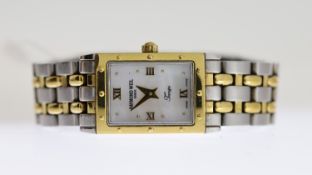 LADIES RAYMOND WEIL TANGO REF 5970, approx 16mm mother of pearl dial, Roman Numeral hour markers,