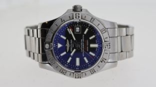 BREITLING AVENGER GMT AUTOMATIC CHRONOMETER REFERENCE A32390, black dial with red centre 24hr