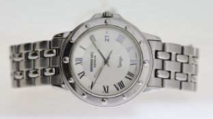 RAYMOND WEIL GENEVE TANGO REF 5560, approx 34mm silver dial with Roman Numeral hour markers, date
