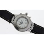 CARTIER CHRONOGRAPH 21 REFERENCE 2424, white dial, triple register chrnograph, luminous hourmarkers,