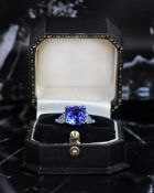 FINE 8.26CT UNTREATED SAPPHIRE AND DIAMOND RING