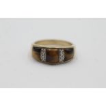 9ct gold diamond & tiger's eye dress ring (3.2g)