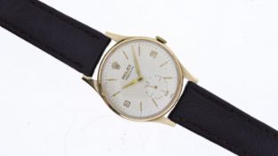 ROLEX 9CT PRECISION CIRCA 1960'S, approx 30mm cream dial with baton & Arabic hour markers, seconds