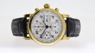 MONTBLANC AUTOMATIC CHRONOGRAPH REFERENCE 7016, silver radiail dial, three subsidairy dials, day and