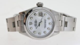LADIES, ROLEX OYSTER PERPETUAL DATEJUST REFERENCE 6916, mother of pearl diamond dot dial (believed