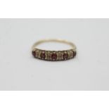 9ct gold ruby five stone ring with diamond spacers (1.4g)