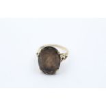 9ct gold smoky quartz single stone ring (3.3g)