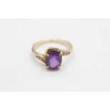 9ct gold diamond & amethyst twist ring (2.5g)