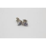 9ct white gold diamond & tanzanite stud earrings (0.9g)