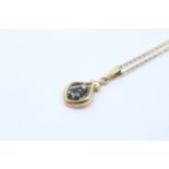 9ct gold diamond & sapphire pendant necklace (2.3g)