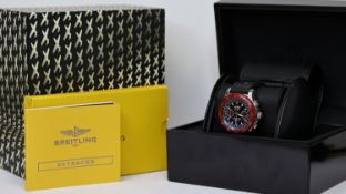 BREITLING SKYRACER RAVEN 43 CHRONOMATIC REF A7363 W/BOX, approx 42mm dial with baton hour markers,