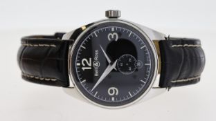 BELL & ROSS Automatic, circular, black dial, subsidiary seconds and date apertures, Arabic, 9 12