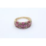 9ct gold diamond & ruby dress ring (3.8g)