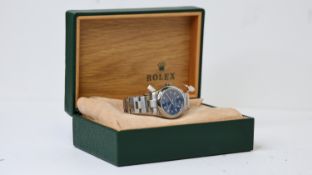 ROLEX OYSTER PERPETUAL 31 REFERENCE 177200 CIRCA 2007/08, blue dial with Arabic 3-6-9, minute track,