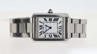 CARTIER TANK SOLO REFERENCE 3170, rectangular dial with Roman numerals, 25mm stainless steel case,