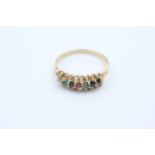 9ct gold 'dearest' ring inc. diamond, emerald, amethyst, ruby, sapphire & tourmaline (1.7g)