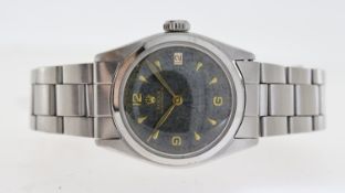 VINTAGE ROLEX OYSTER DATE PRECISION REFERENCE 6066 CIRCA 1953, patina black dial with arrow and