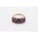 9ct gold amethyst five stone ring (2.7g)