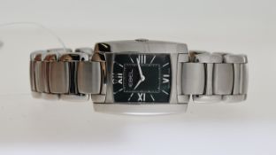 EBEL LADIES BRASILIA REF E9976M22, approx 23mm black dial with Roman Numeral hour markers, stainless