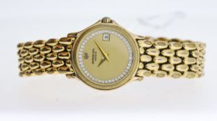 RAYMOND WEIL LADIES GENEVE REF 5368, approx 24mm gold dial with date aperture at 3 o'clock and jewel