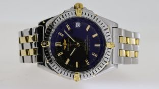 BREITLING WINGS AUTOMATIC REF B13050, approx 36mm black dial with baton hour markers, date