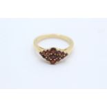 9ct gold garnet lozenge shaped cluster ring (2.7g)