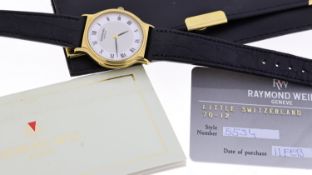 RAYMOND WEIL GENEVE REF 5534 W/WARRANTY CARD, approx 28mm white dial with Roman Numeral hour