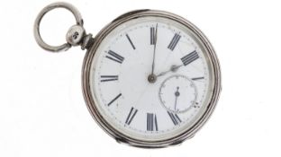 ***TO BE SOLD WITHOUT RESERVE*** SILVER POCKET WATCH, approx 50mm white dial with Roman Numeral hour