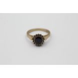 9ct gold diamond & sapphire halo ring (3g)