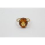 9ct gold diamond & citrine oval halo ring (3.4g)