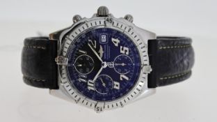 BREITLING CHRONOMAT REF A13050.1, approx 38mm black dial with Arabic hour markers, date aperture