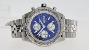 BREITLING FOR BENTLEY GT DAY DATE REF A13363, approx 40mm blue dial with dauphine hour markers,