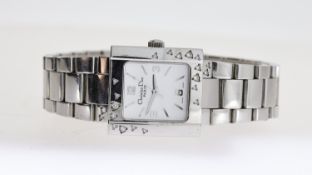 CHRISTIAN DIOR RIVA QUARTZ WATCH REFERENCE D98-1014, square silver dial with baton and arabic