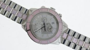 DIOR CHRISTAL QUARTZ CHRONOGRAPH, circular silver dial with arabic numeral hour markers, date
