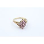 9ct gold diamond & pink sapphire dress ring (2.9g)