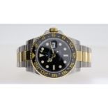 ROLEX BI COLOUR GMT MASTER II REFERENCE 116713 WITH BOX AND PAPERS DATED 2009, black dial with