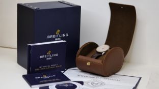 BREITLING NAVITIMER 38 AUTOMATIC BOX AND PAPERS 2019, circular silver dial with baton hour