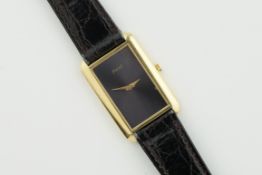 PIAGET 18CT GOLD 'TANK' MANUALLY WOUND PURPLE DIAL W/ GUARANTEE PAPERS REF. 9228 CIRCA 1977,